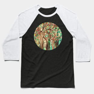 Walking through the Forest - watercolor painting collage Baseball T-Shirt